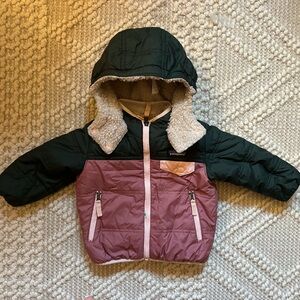 Patagonia Reversible Tribbles Hoody - Pink and Green 12-18M